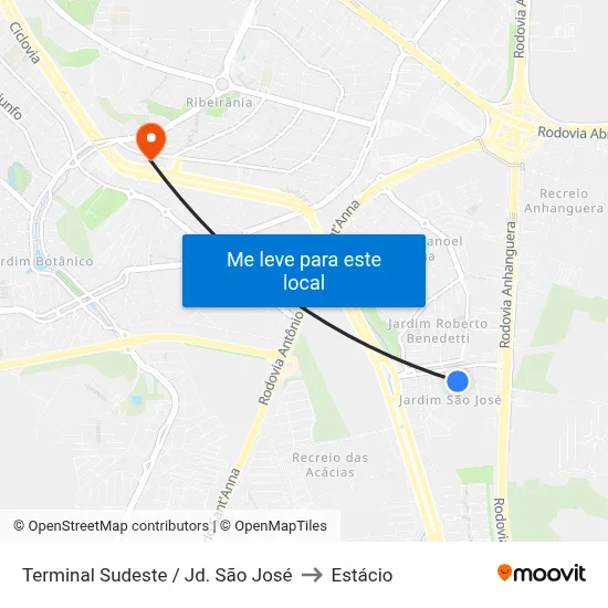 Terminal Sudeste / Jd. São José to Estácio map