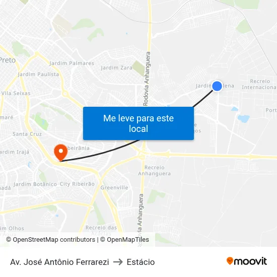 Av. José Antônio Ferrarezi to Estácio map