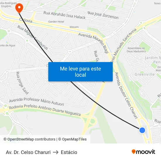 Av.  Dr. Celso Charuri to Estácio map
