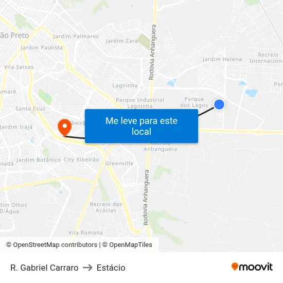 R. Gabriel Carraro to Estácio map