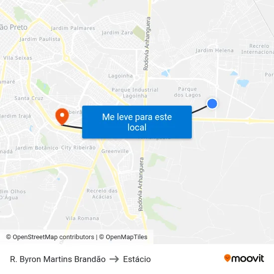 R. Byron Martins Brandão to Estácio map