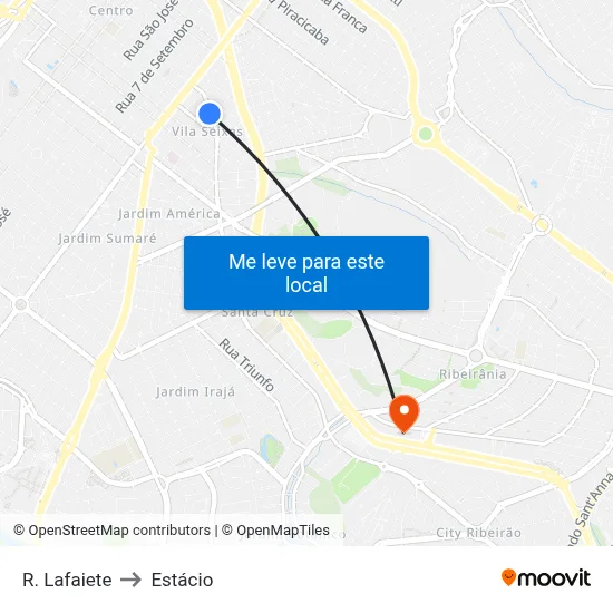 R. Lafaiete to Estácio map