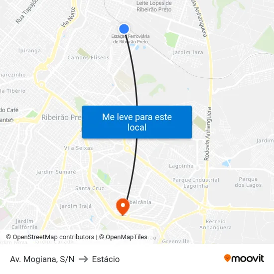 Av. Mogiana, S/N to Estácio map