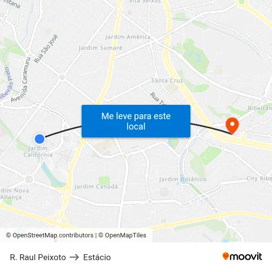 R. Raul Peixoto to Estácio map