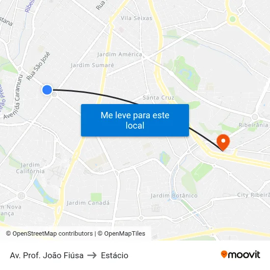 Av. Prof. João Fiúsa to Estácio map