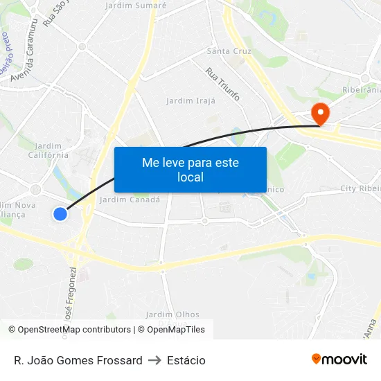 R. João Gomes Frossard to Estácio map