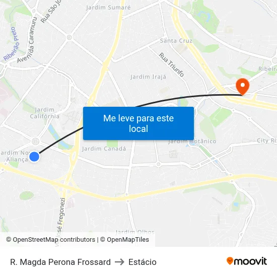 R. Magda Perona Frossard to Estácio map