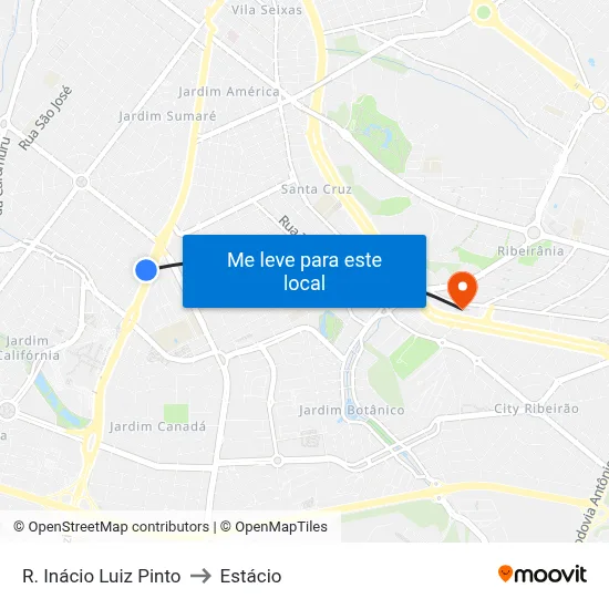 R. Inácio Luiz Pinto to Estácio map