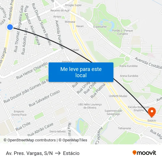 Av. Pres. Vargas, S/N to Estácio map