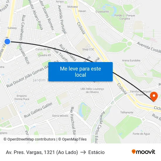 Av. Pres. Vargas, 1321 (Ao Lado) to Estácio map