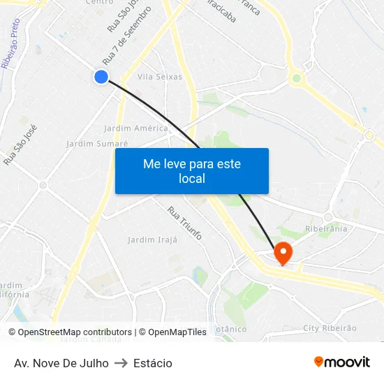 Av. Nove De Julho to Estácio map