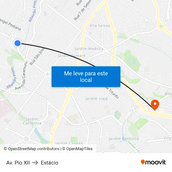 Av. Pio XII to Estácio map
