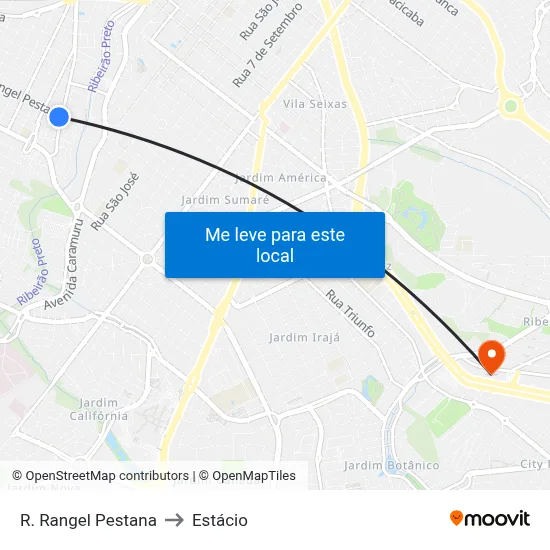 R. Rangel Pestana to Estácio map