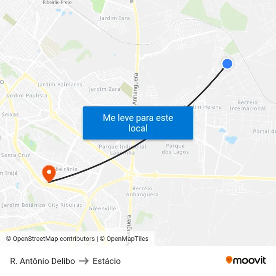 R. Antônio Delibo to Estácio map