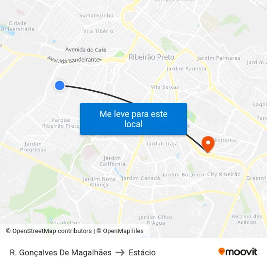 R. Gonçalves De Magalhães to Estácio map