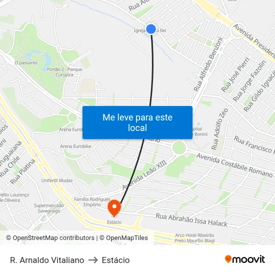 R. Arnaldo Vitaliano to Estácio map