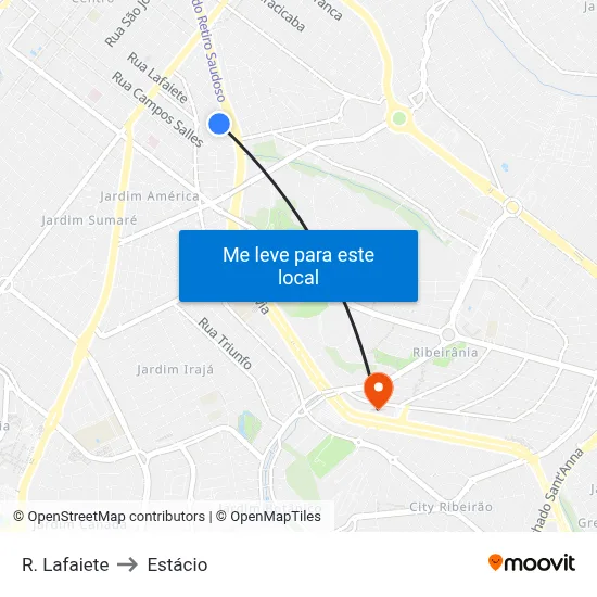 R. Lafaiete to Estácio map