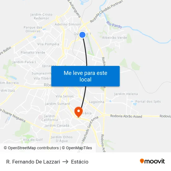 R. Fernando De Lazzari to Estácio map