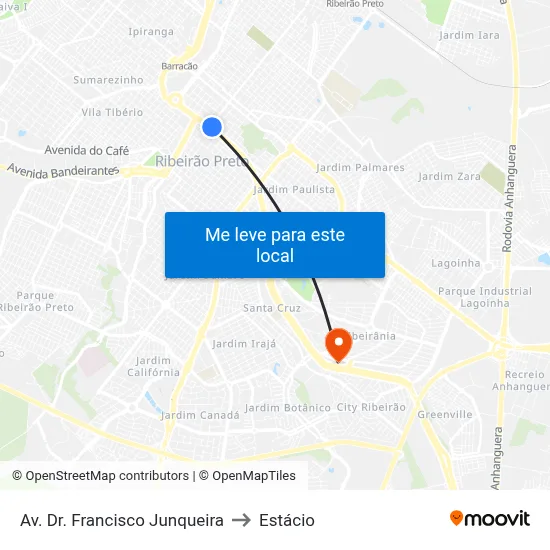 Av. Dr. Francisco Junqueira to Estácio map