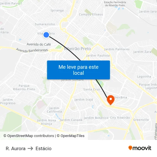 R. Aurora to Estácio map