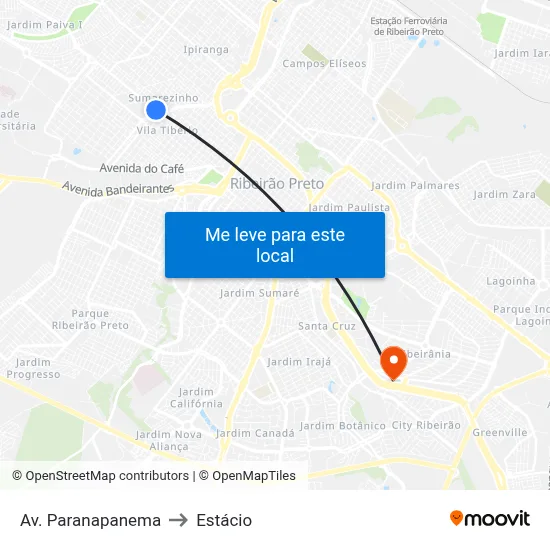 Av. Paranapanema to Estácio map