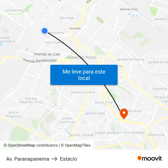 Av. Paranapanema to Estácio map