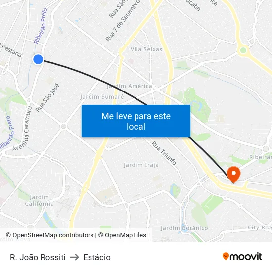 R. João Rossiti to Estácio map