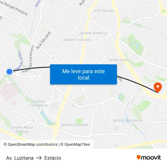 Av. Luzitana to Estácio map
