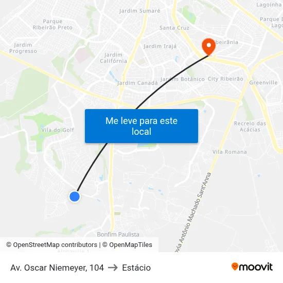 Av. Oscar Niemeyer, 104 to Estácio map