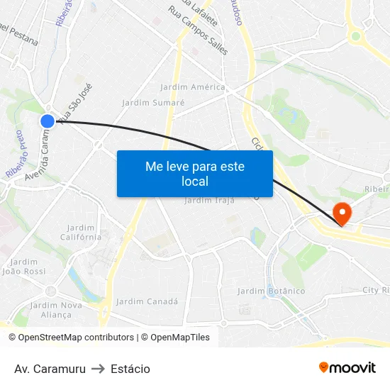 Av. Caramuru to Estácio map