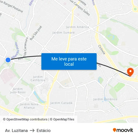Av. Luzitana to Estácio map