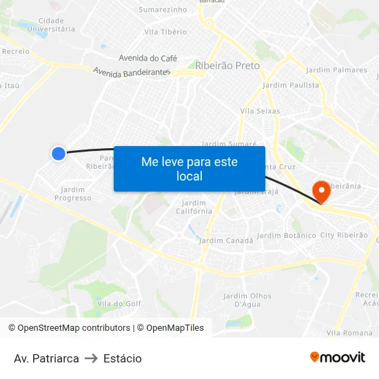Av. Patriarca to Estácio map
