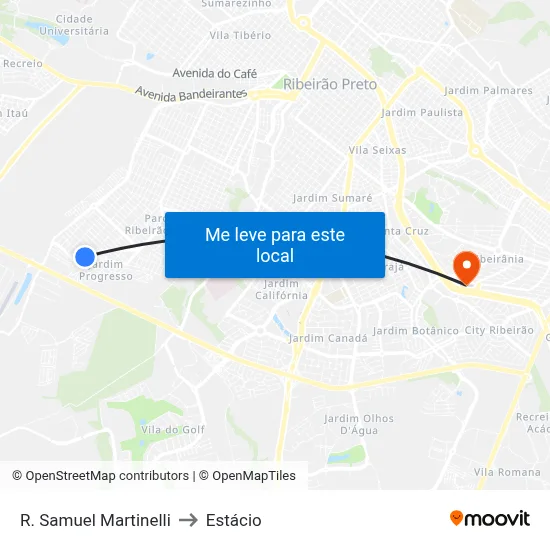 R. Samuel Martinelli to Estácio map