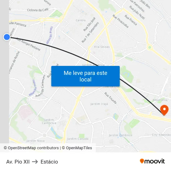 Av. Pio XII to Estácio map