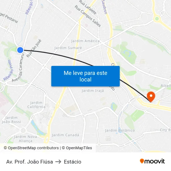 Av. Prof. João Fiúsa to Estácio map