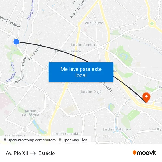 Av. Pio XII to Estácio map