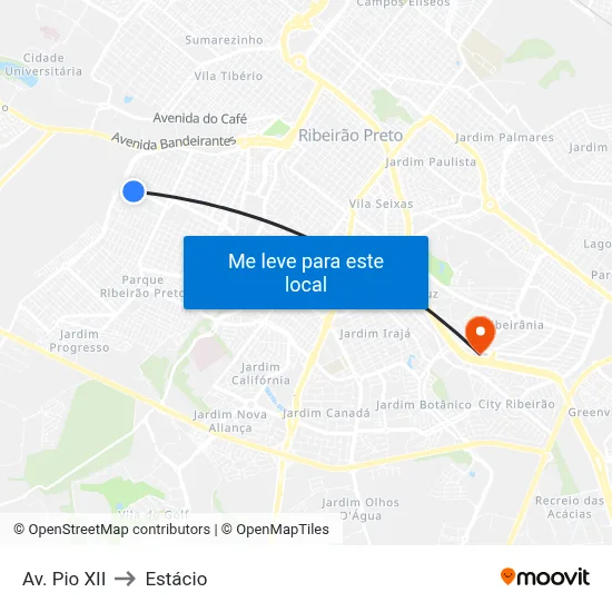 Av. Pio XII to Estácio map