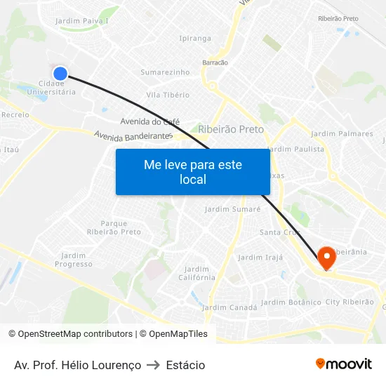 Av. Prof. Hélio Lourenço to Estácio map