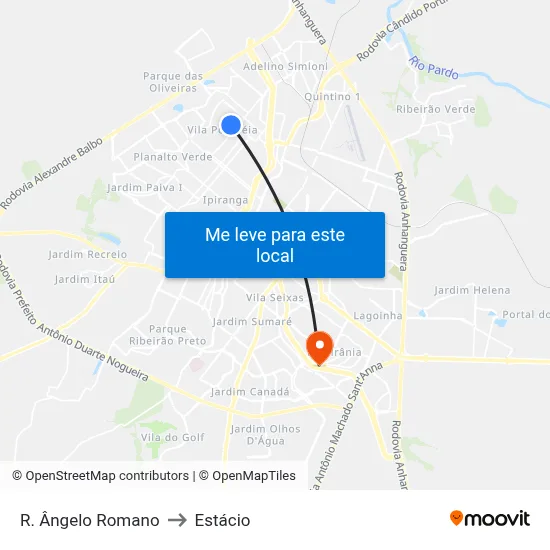 R. Ângelo Romano to Estácio map