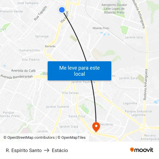 R. Espírito Santo to Estácio map