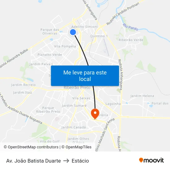 Av. João Batista Duarte to Estácio map