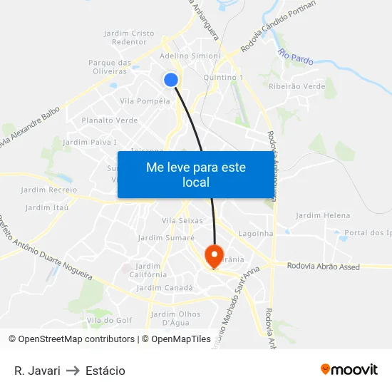 R. Javari to Estácio map