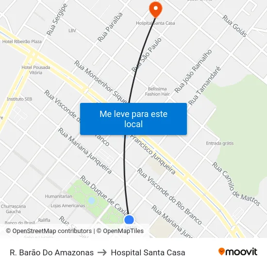 R. Barão Do Amazonas to Hospital Santa Casa map