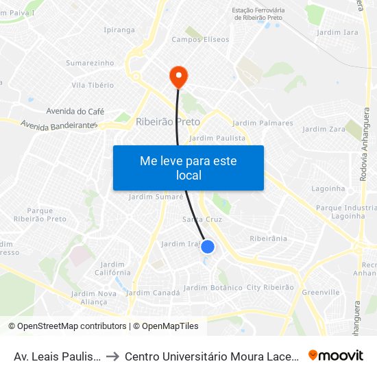 Av. Leais Paulista to Centro Universitário Moura Lacerda map