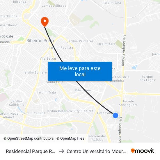 Residencial Parque Renascer to Centro Universitário Moura Lacerda map