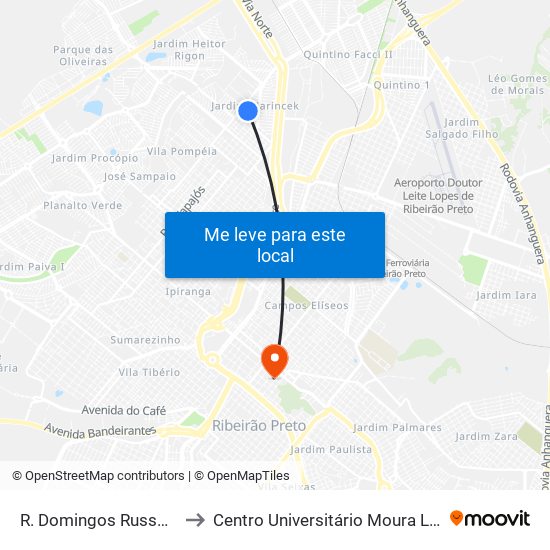 R. Domingos Russo, 210 to Centro Universitário Moura Lacerda map