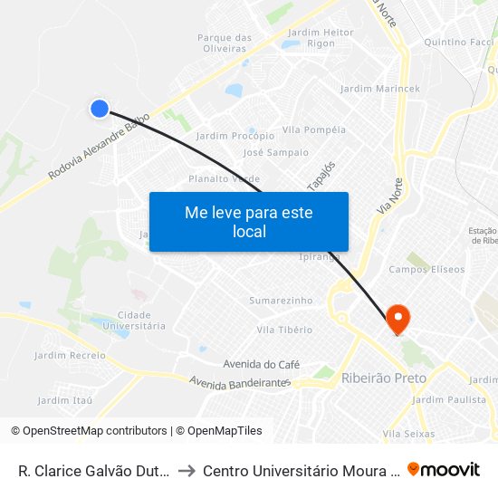 R. Clarice Galvão Dutra, S/N to Centro Universitário Moura Lacerda map