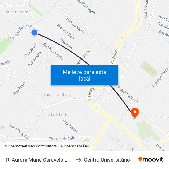 R. Aurora Maria Caravelo Lopes, 380 (Oposto) to Centro Universitário Moura Lacerda map