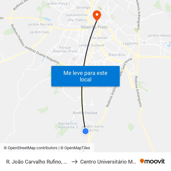 R. João Carvalho Rufino, 1200 (Oposto) to Centro Universitário Moura Lacerda map