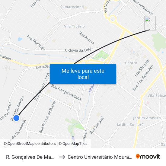 R. Gonçalves De Magalhães to Centro Universitário Moura Lacerda map